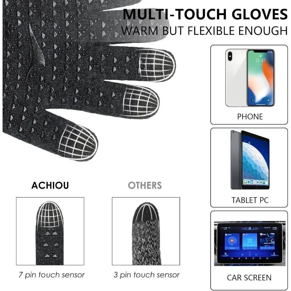 Women's Shade Gray Upgraded Touch Screen Thermal Soft Knit Lining Winter Gloves